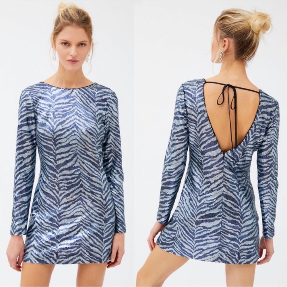 NWOT Urban Outfitters Wild Night Sequin Animal Print Mini Dress - size M
